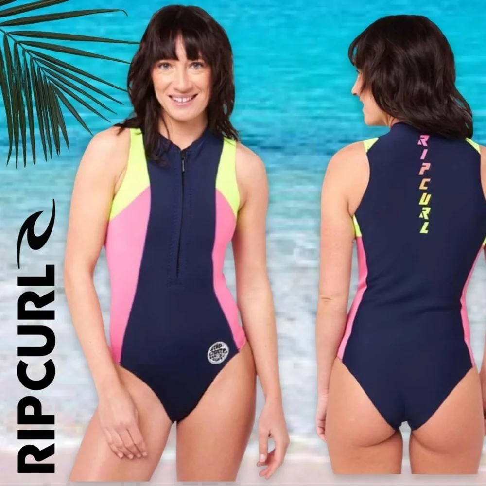Rip Curl G Bomb 1mm Sleeveless Cheeky Shorty Wetsuit Size 6 Navy Pink
